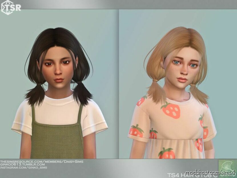 Sims 4 Female Mod: Pigtail Hairstyle For Children – G108C (Featured)