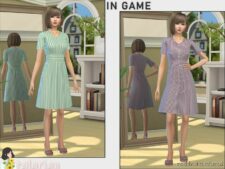 Sims 4 Elder Clothes Mod: Elliana Striped Dress (Image #2)