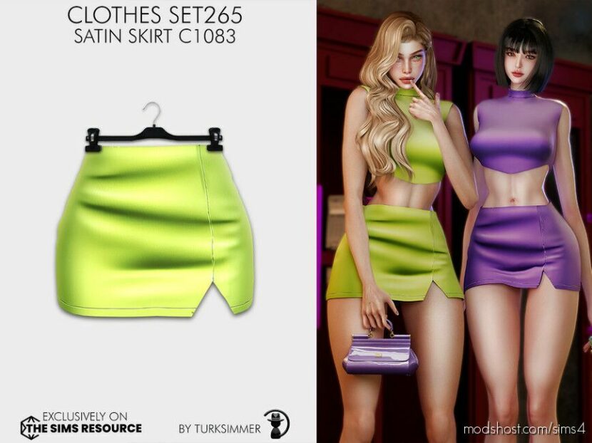 Sims 4 Elder Mod: Clothes SET265 – Satin Skirt C1083 (Featured)