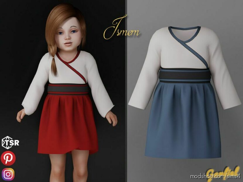 Sims 4 Kid Clothes Mod: Ismem – Asian Style Dress (Featured)