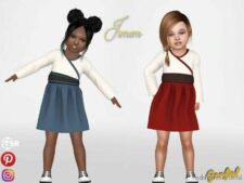 Sims 4 Kid Clothes Mod: Ismem – Asian Style Dress (Image #2)