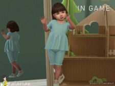 Sims 4 Kid Clothes Mod: Josie TOP And Shorts SET (Image #2)