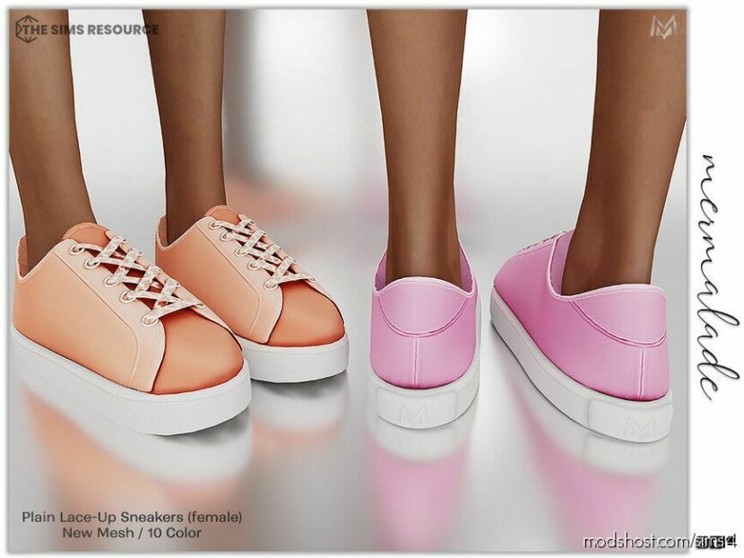 Sims 4 Female Shoes Mod: Plain Lace-Up Sneakers (Female) S163 (Featured)