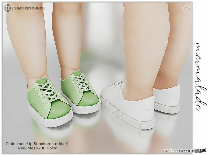 Sims 4 Female Shoes Mod: Plain Lace-Up Sneakers (Toddler) S166 (Featured)