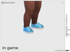 Sims 4 Female Shoes Mod: Plain Lace-Up Sneakers (Toddler) S166 (Image #2)