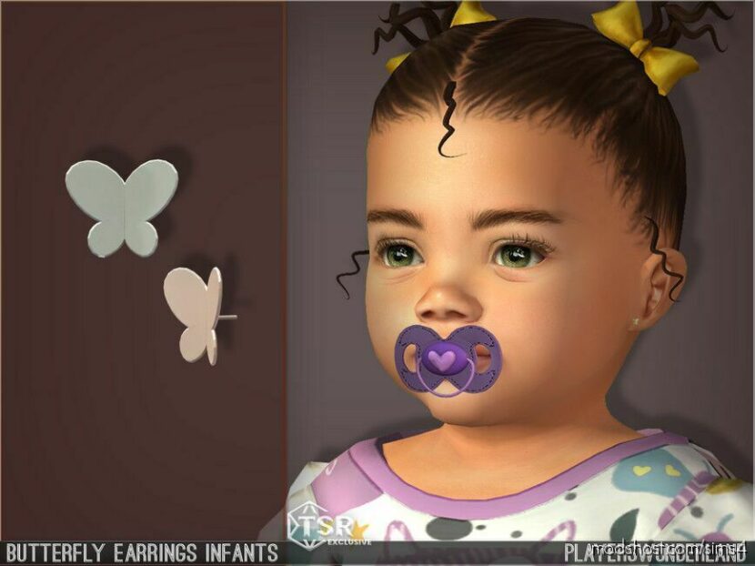 Sims 4 Female Accessory Mod: Butterfly Earrings Infant (Featured)