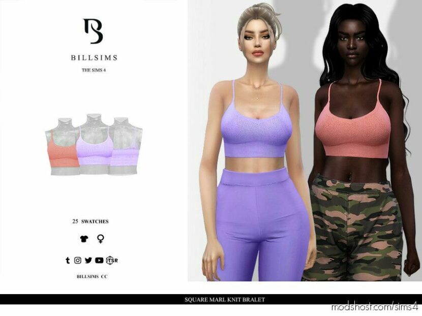 Sims 4 Elder Clothes Mod: Square Marl Knit Bralet (Featured)