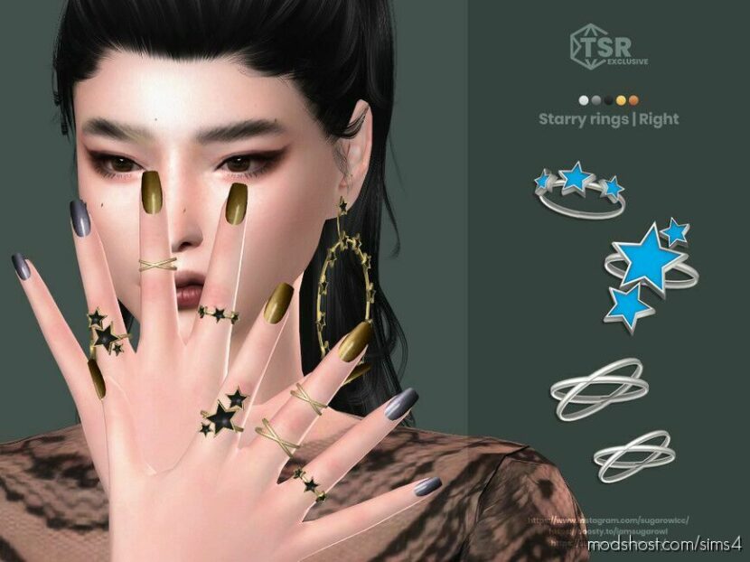 Sims 4 Female Accessory Mod: Starry Rings Right (Featured)