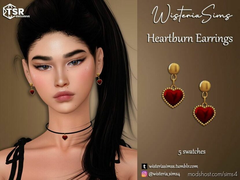 Sims 4 Female Accessory Mod: Heartburn Earrings (Featured)