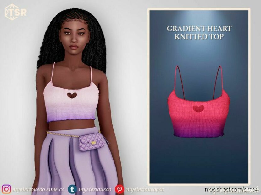 Sims 4 Everyday Clothes Mod: Gradient Heart Knitted TOP (Featured)