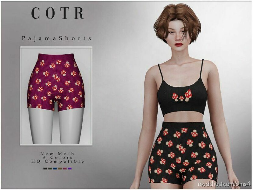 Sims 4 Teen Clothes Mod: Chordoftherings Pajama Shorts B-68 (Featured)