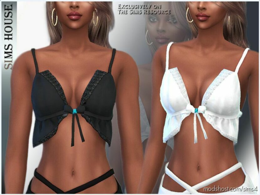 Sims 4 Adult Clothes Mod: TOP With BOW And Rhines (Featured)