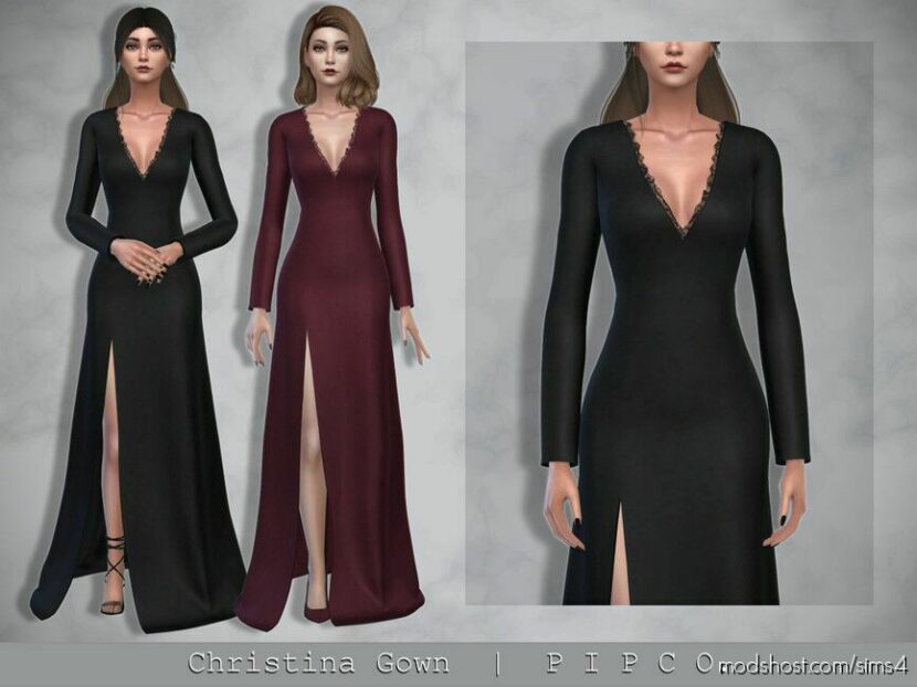 Sims 4 Teen Clothes Mod: Christina Gown. (Featured)