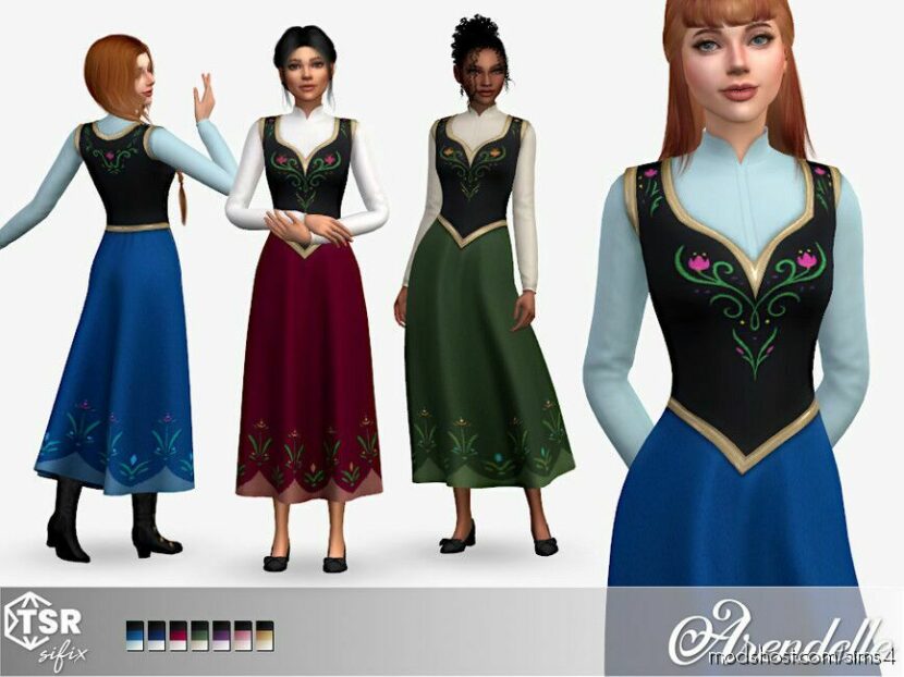 Sims 4 Female Clothes Mod: Arendelle Dress (Featured)