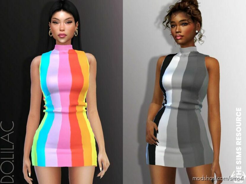 Sims 4 Teen Clothes Mod: Colorful Mini Dress DO868 (Featured)