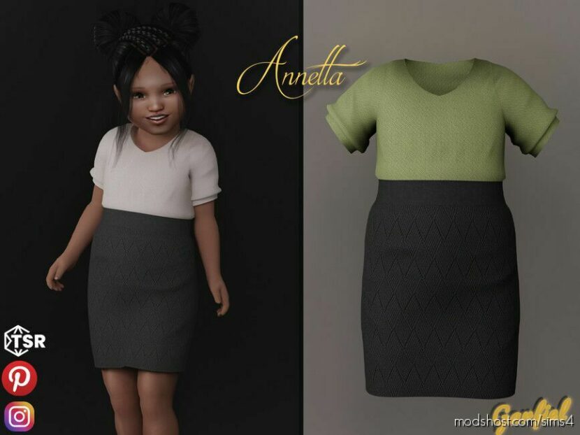 Sims 4 Female Clothes Mod: Annetta – Short Sleeve TOP And Knitted Skirt (Featured)