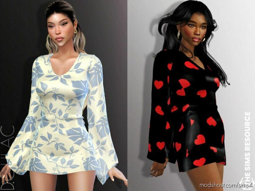 Sims 4 Everyday Clothes Mod: Loose Sleeve Dress DO871 (Featured)