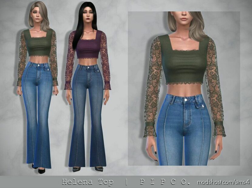 Sims 4 Female Clothes Mod: Helena TOP. (Featured)