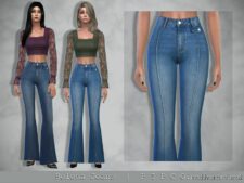 Sims 4 Party Clothes Mod: Helena Jeans (Flared) (Featured)