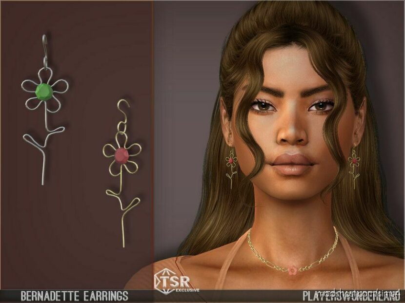 Sims 4 Female Accessory Mod: Bernadette Earrings (Featured)