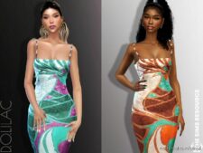 Sims 4 Everyday Clothes Mod: Hidden Paradise Maxi Dress DO857 (Image #2)