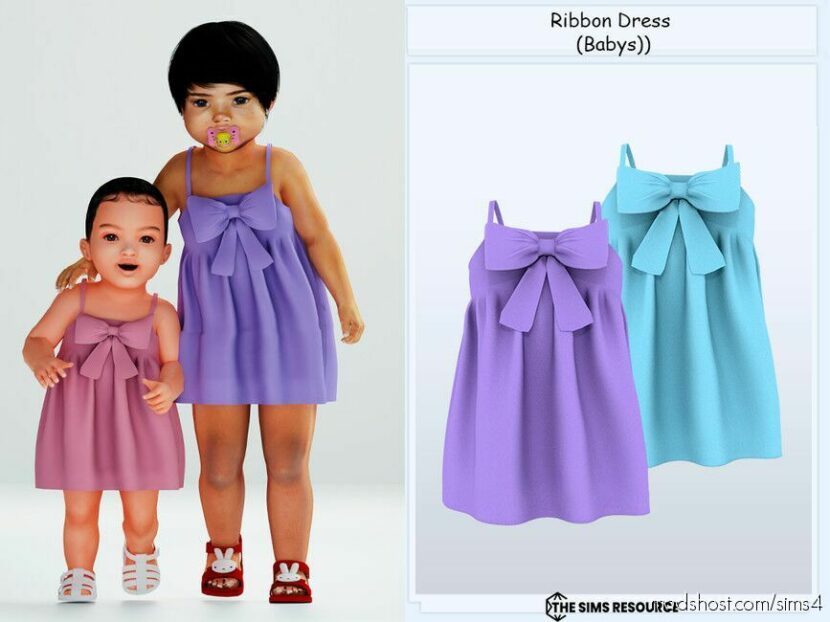 Sims 4 Kid Clothes Mod: Ribbon Dress (Infant) (Featured)