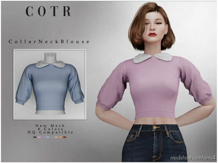 Sims 4 Female Clothes Mod: Chordoftherings Collar Neck Blouse T-425 (Featured)