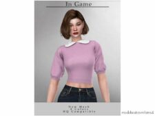 Sims 4 Female Clothes Mod: Chordoftherings Collar Neck Blouse T-425 (Image #2)