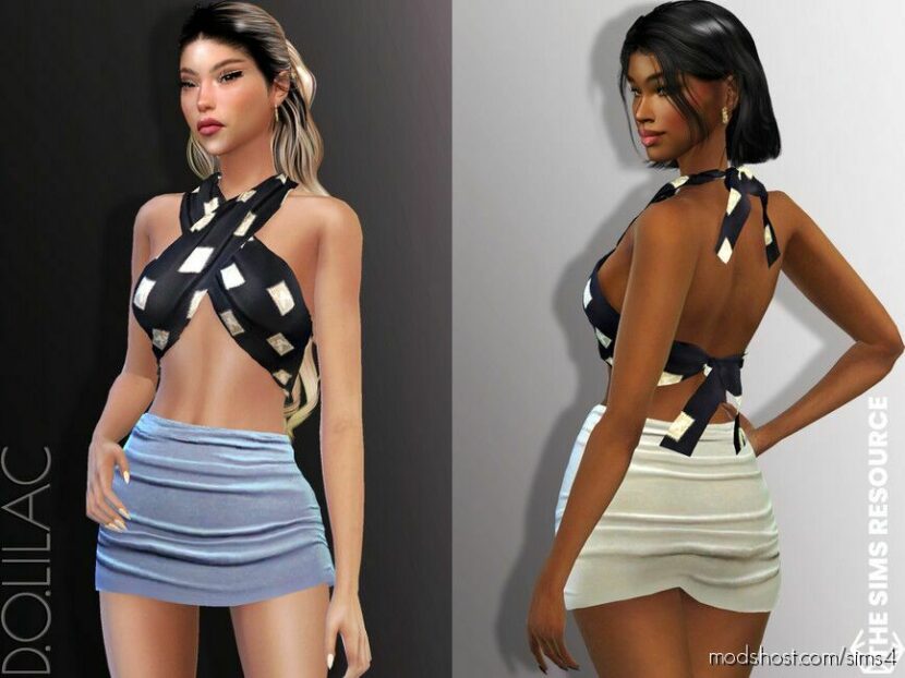 Sims 4 Everyday Clothes Mod: High Waist Ruched Mini Skirt DO859 (Featured)