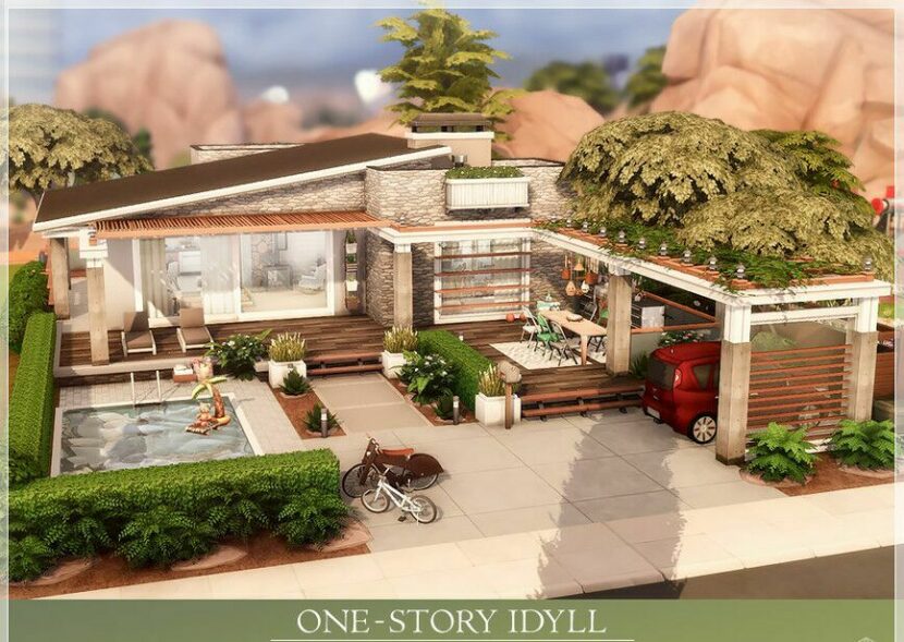 Sims 4 House Mod: One-Story Idyll NO CC (Featured)