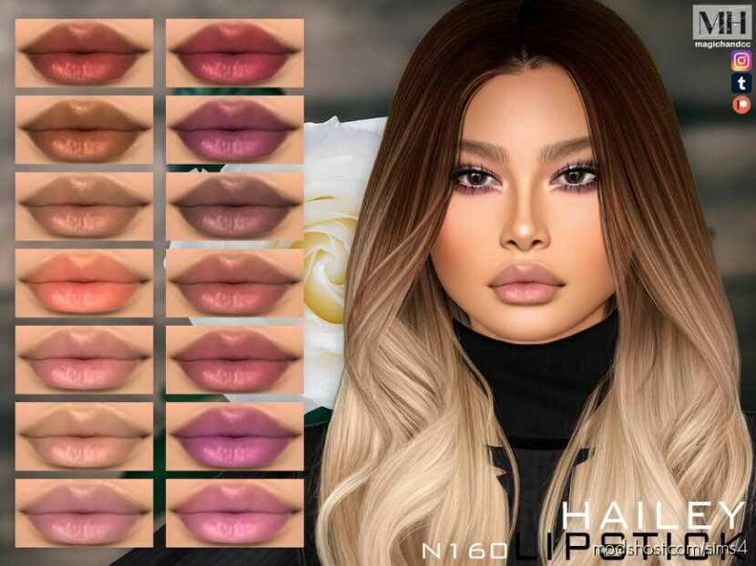 Sims 4 Female Makeup Mod: Hailey Lipstick N160 (Featured)