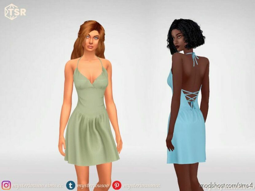 Sims 4 Teen Clothes Mod: Short Dress With Open Back And Ties (Featured)