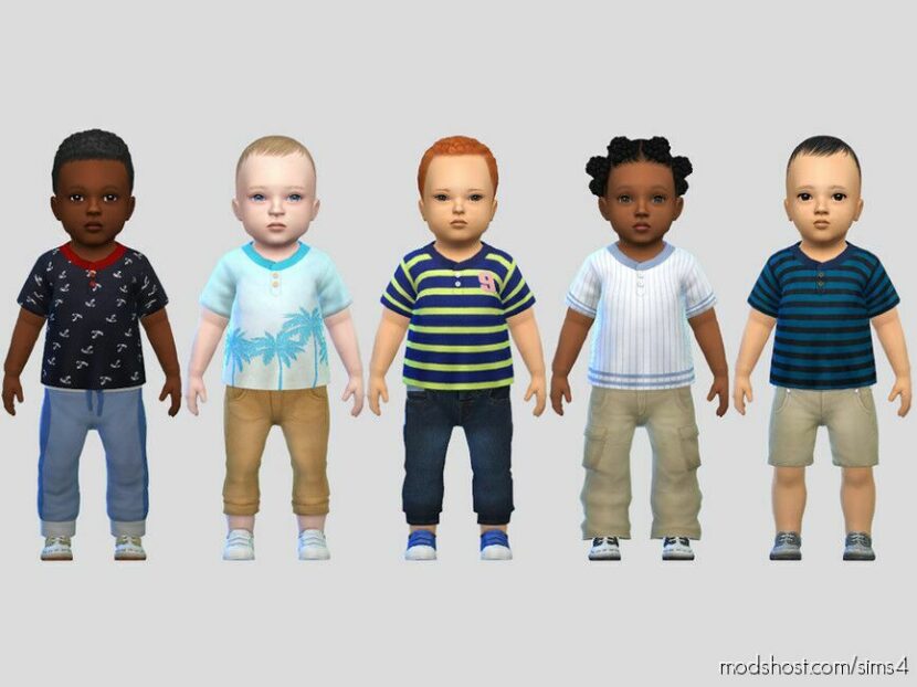 Sims 4 Kid Clothes Mod: Infant Buttoned Tees (Featured)