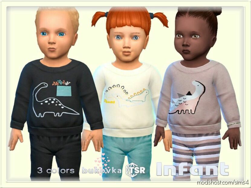 Sims 4 Female Clothes Mod: Shirt Dinos Infant (Featured)