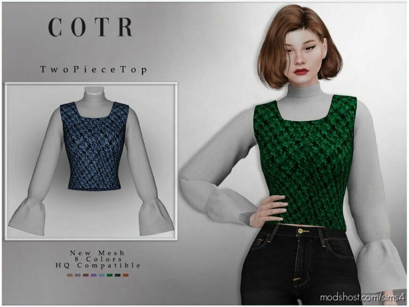 Sims 4 Female Clothes Mod: Chordoftherings TWO Piece TOP T-428 (Featured)