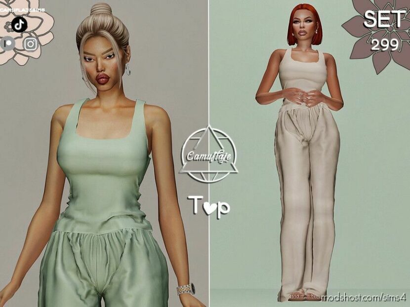 Sims 4 Elder Clothes Mod: SET 299 – Loungewear TOP (Featured)