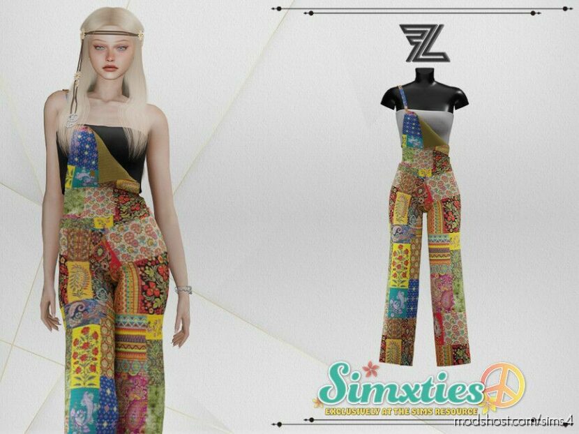 Sims 4 Elder Clothes Mod: Simxties Bonnie Overalls (Featured)