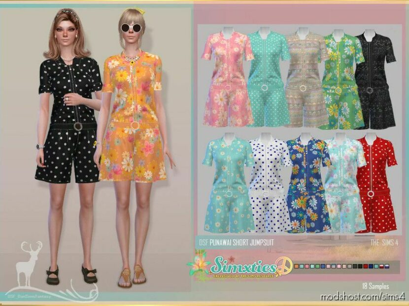 Sims 4 Everyday Clothes Mod: Simxties _ Punawai Short Jumpsuit (Featured)