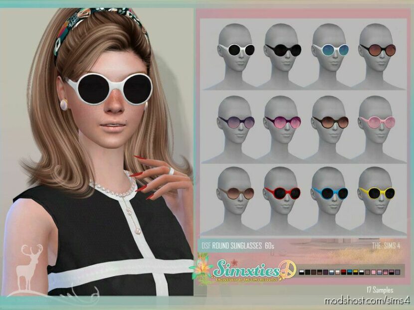 Sims 4 Female Accessory Mod: Simxties Round Sunglasses 60S (Featured)