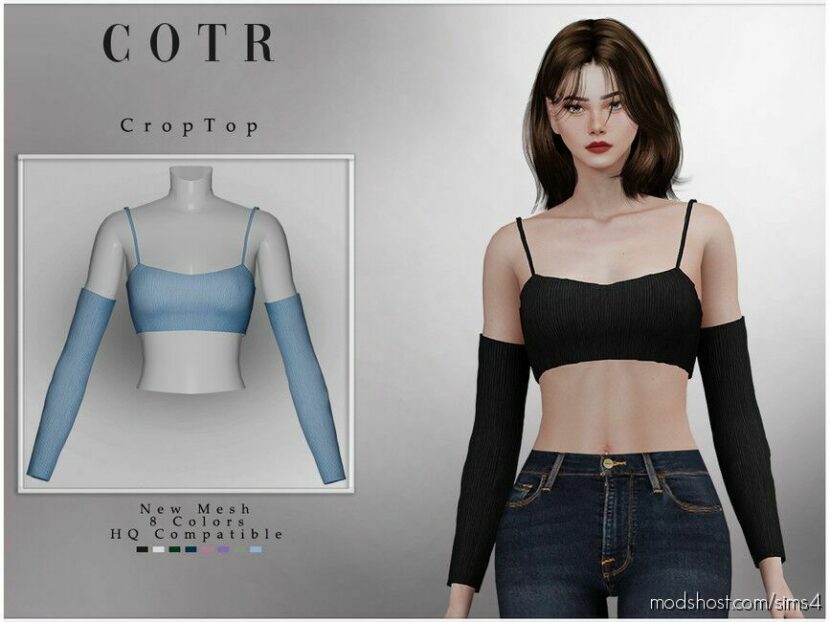 Sims 4 Adult Clothes Mod: Chordoftherings Crop TOP T-434 (Featured)