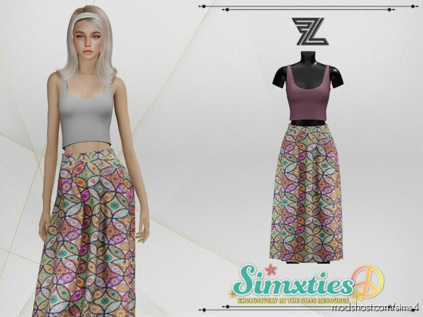 Sims 4 Elder Clothes Mod: Simxties Josie Crop And Skirt (Featured)