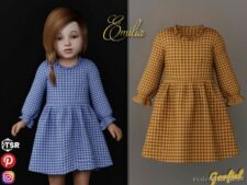 Sims 4 Female Clothes Mod: Emilia – Checkered Dress With Ruffles (Featured)