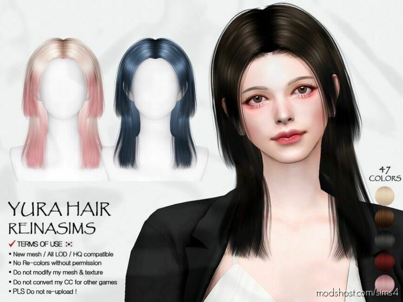 Sims 4 Female Mod: 69 Yura Hair (Featured)