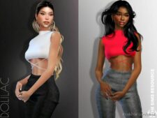 Sims 4 Adult Clothes Mod: Cotton Flared Trousers DO875 (Image #2)