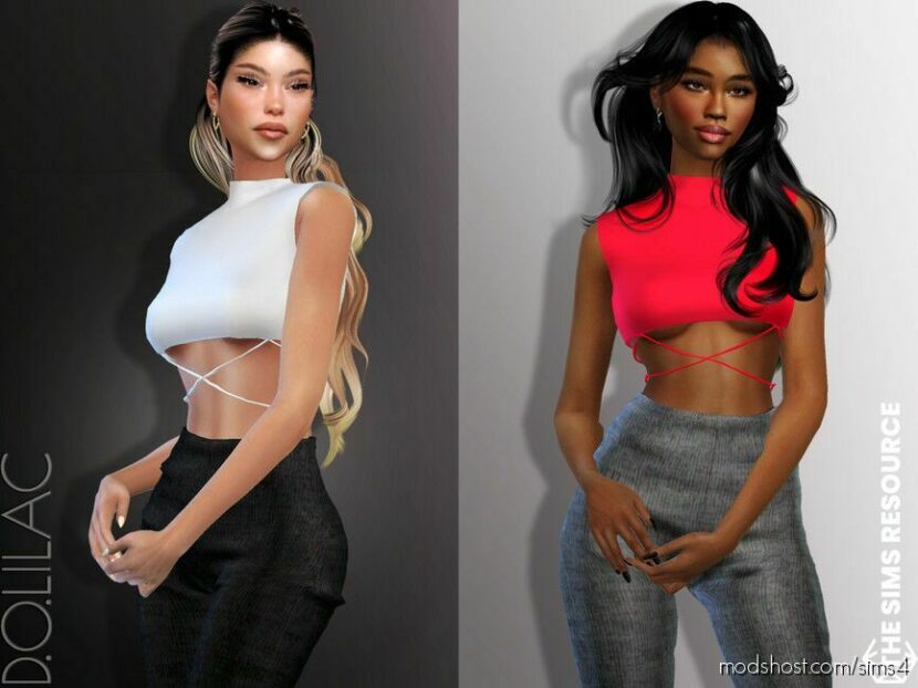 Sims 4 Elder Clothes Mod: Crop TOP DO874 (Featured)