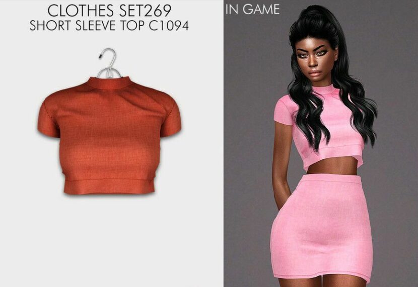 Sims 4 Teen Mod: Clothes SET269 – Short Sleeve TOP C1094 (Featured)