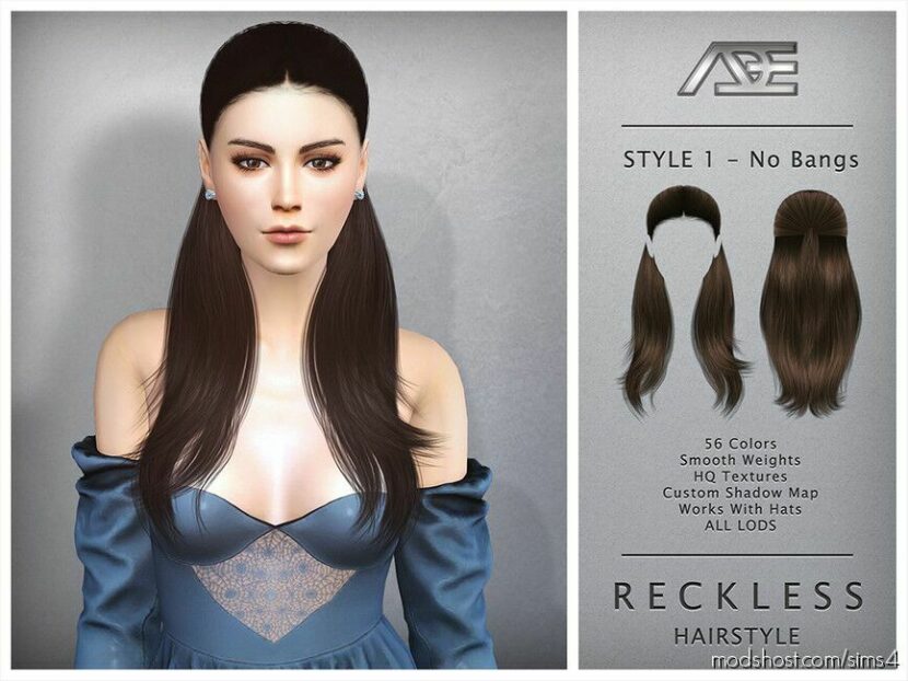 Sims 4 Female Mod: Reckless – Style 1 Without Bangs (Hairstyle) (Featured)