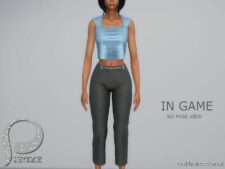 Sims 4 Adult Clothes Mod: Sandy Cropped Pants (Image #2)