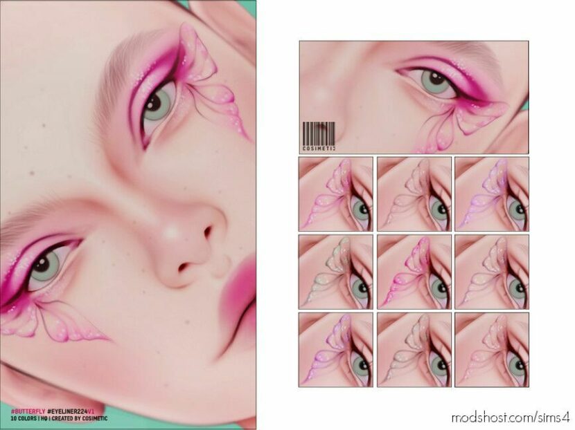 Sims 4 Eyeliner Makeup Mod: Butterfly Eyeliner | N224 | V1 (Featured)