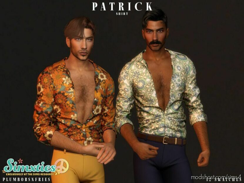 Sims 4 Male Clothes Mod: Simxties – Patrick Shirt (Featured)